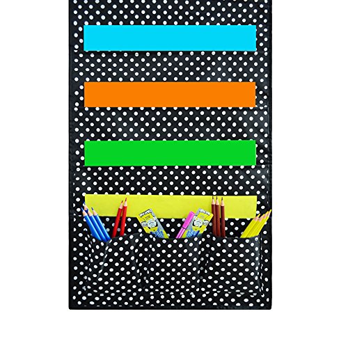 Godery Hanging File Folder Holder Organizer, Cascading Fabric Organizer, Door & Wall Filing Organizer, Perfect to Home School Office Classroom Use ... (Black)