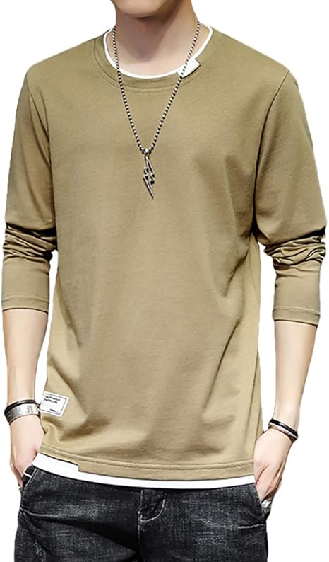 Amazon メリュエル 5カラー M 2xl 二枚重ね風 長袖シャツ カジュアル おしゃれ デザイン カラー ストリート系 メンズ Tシャツ カットソー 通販