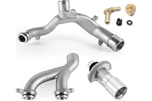 AULINK (OEM Part) LR090630 LR092992 AJ813917 Aluminum Water Pump Coolant Outlet Pipe Kit For 2010-2021 Land Rover LR4 Discovery Range Rover Sport Velar, For Jaguar XF XJ XE F-Type F-Pace 3.0L 5.0L