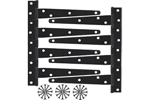 AYAYGD 8Pack 10 Inch Heavy Duty T Hinges T-Strap Shed Door Hinges Gate Hinge Fence Door Hinge Black Tee Hinge Wrought Hardware for Wooden Fences,Barn Door
