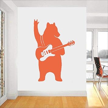 Oso Con Guitarra Tatuajes De Pared Etiqueta De Vinilo Musica Arte