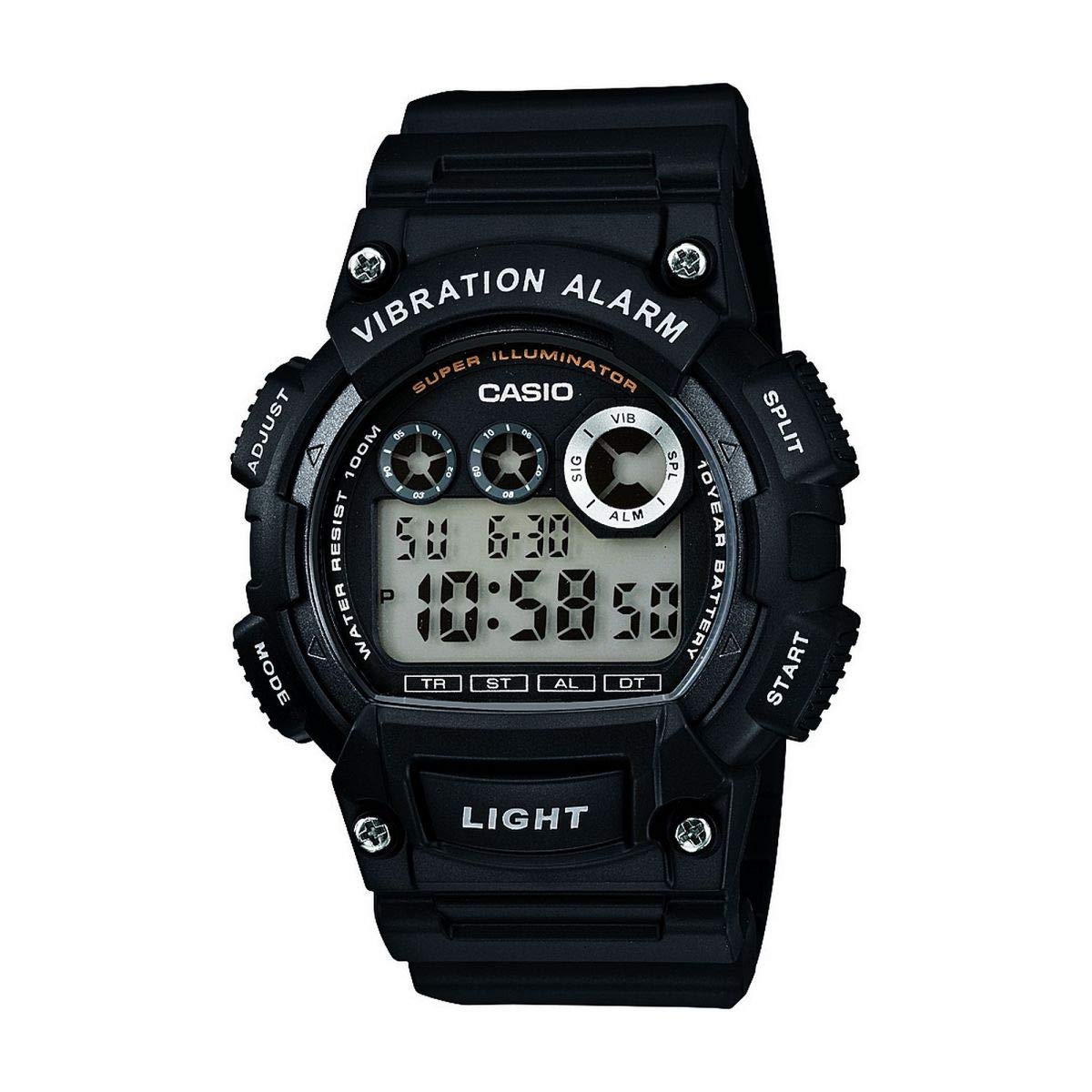 Casio Gents 47.00mm Quartz Watch with LCD Digital dial and Black Plastic/Resin Strap Strap W-735H-1AVEF