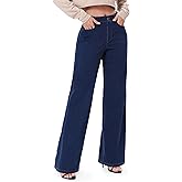 TONIRY Pull On Jeans for Women Wide Leg High Waisted Stretch Baggy Sweatpant Jeans Casual Trendy Straight Denim Pants