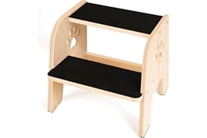 CozyLazy Dog Stairs, Wooden 2-Step Dog Ramp for Small Medium Older Cat, Puppy Essentials Pet Step Ladder for High Bed Couch Car