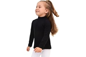 Lilax Girls' Basic Long Sleeve Mock Turtleneck Cotton T-Shirt