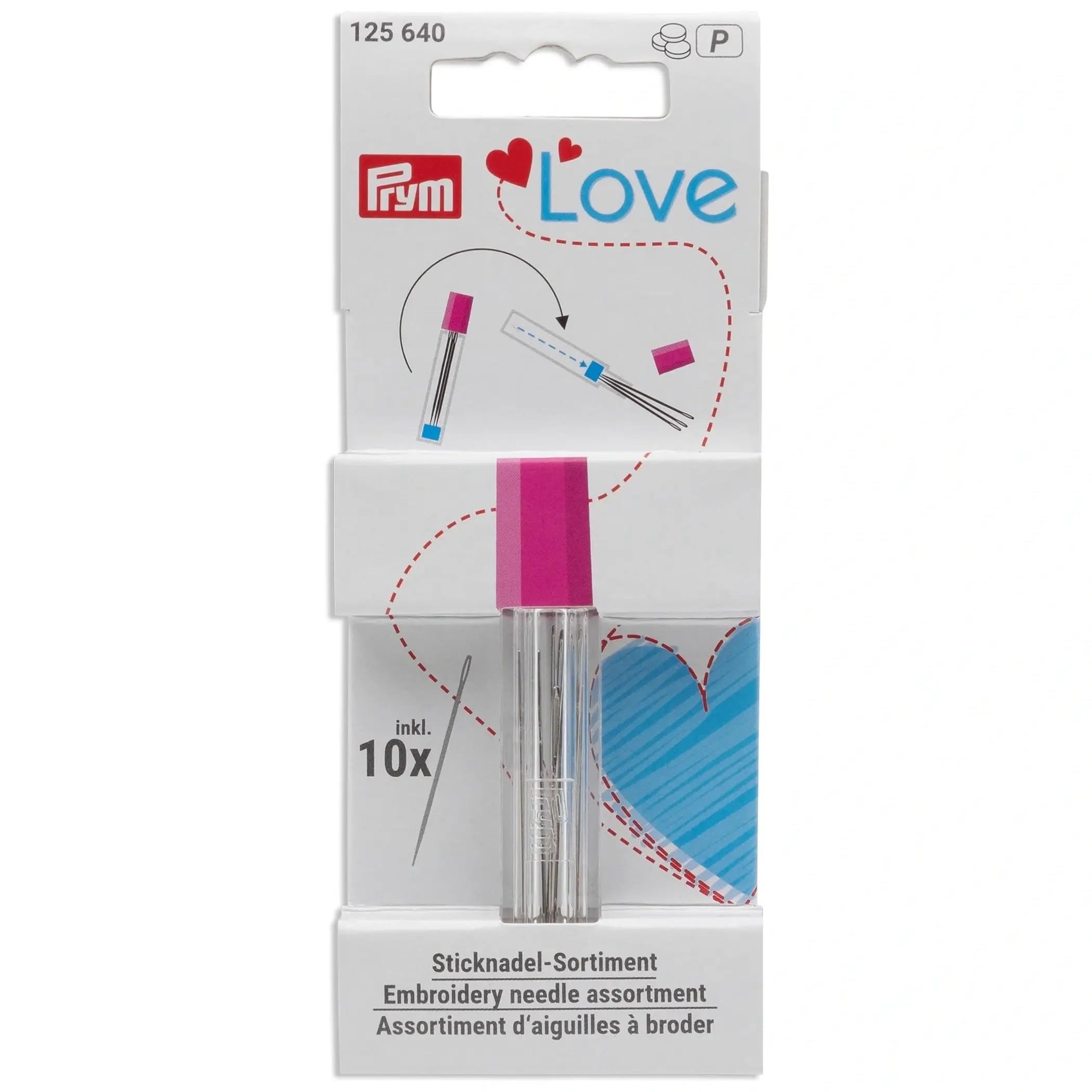 Prym Embroidery Needles, Alloy Steel, Blue/Pink/White, One Size