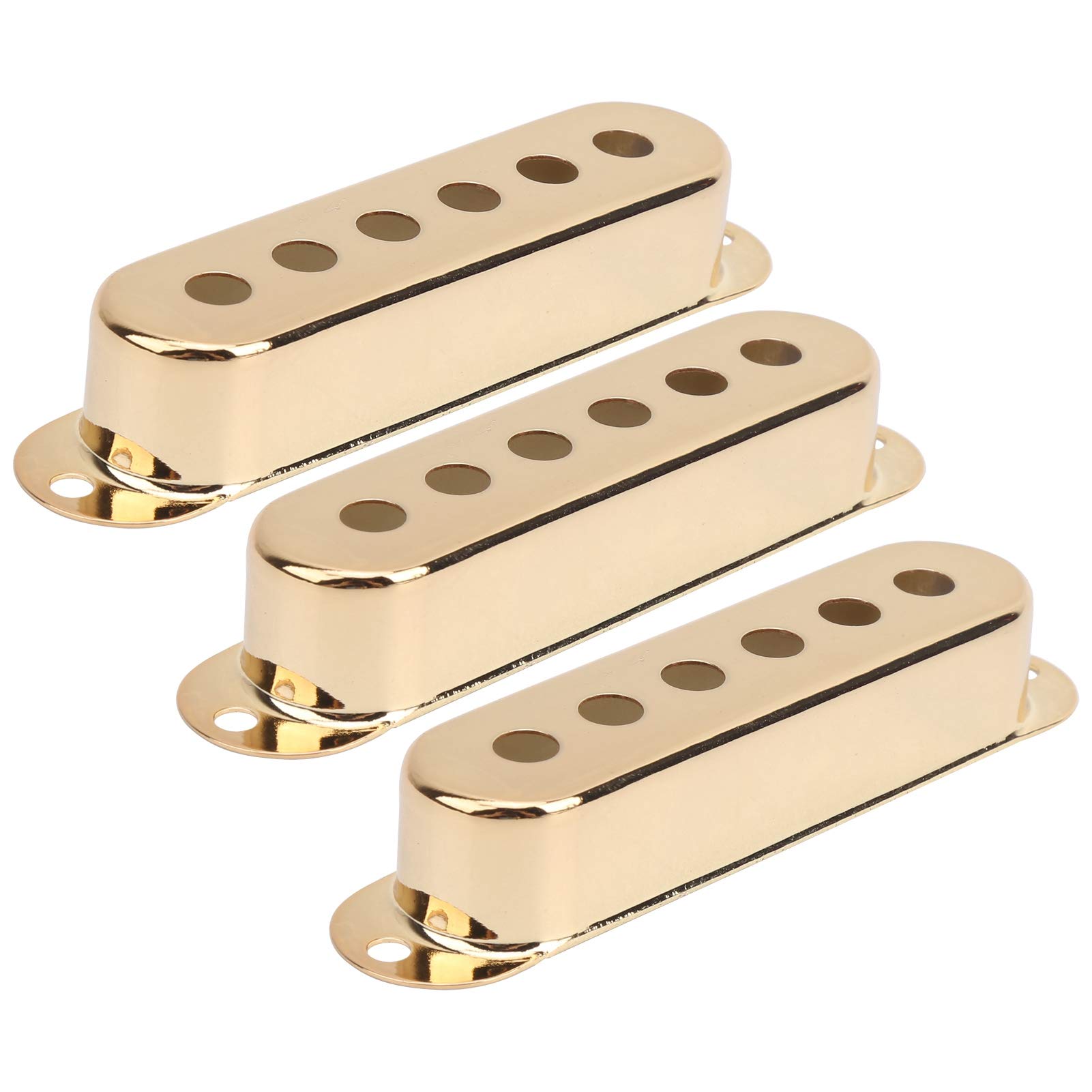 CHICIRIS 3Pcs Guitar Single Pickup Cover, Brass Single Coil Pickup Cover 48mm/50mm/52mm Stratocaster Pickup Covers for ST SQ Electric Guitar(Golden)