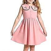 Little Bitty Girls Cotton Embroidered Peter Pan Collar Sleeveless Summer Party Birthday Sunshine A line Dress 2-6 Years