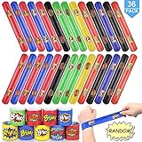 POKONBOY Superhero Slap Bracelets for Kids - 36 Pack Slap Bracelets Superhero Birthday Party Favors Supplies Super Hero Carnival Prizes (Storage Bag Included)