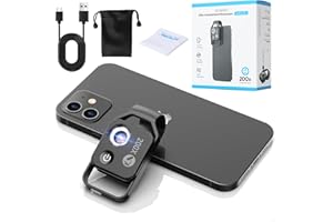 Vizela Phone Microscope with CPL Lens/LED Light, Nano Zoom 200X Pocket Microscope Camera Attachment with Universal 2025 New Nano Zoom 200x for iPhone Clip for Most iPhone/Andriod Phone (Black 200x)
