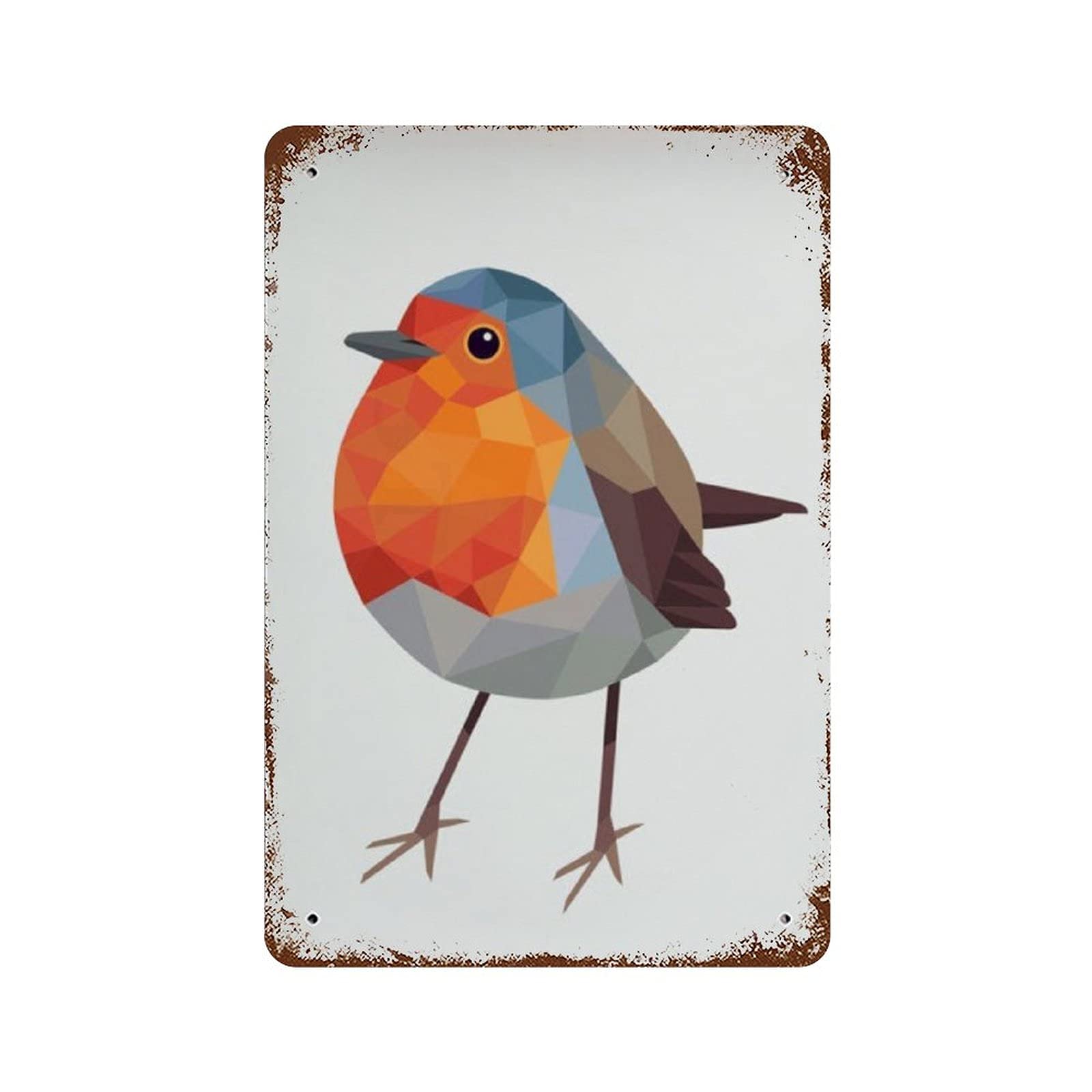 Retro Tin Sign Robin Print Robin Robin Decor Robin Art Cute Bird Art Bird Art Woodland Animals Garden Birds Art Woodland Wildlife 12"×8"
