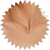 Yheakne Boho Starburst Pendant Necklace Gold Northstar Choker Necklace Vintage Crystal Star Collar Necklace Rhinestone Starburst Necklace Jewelry for Women