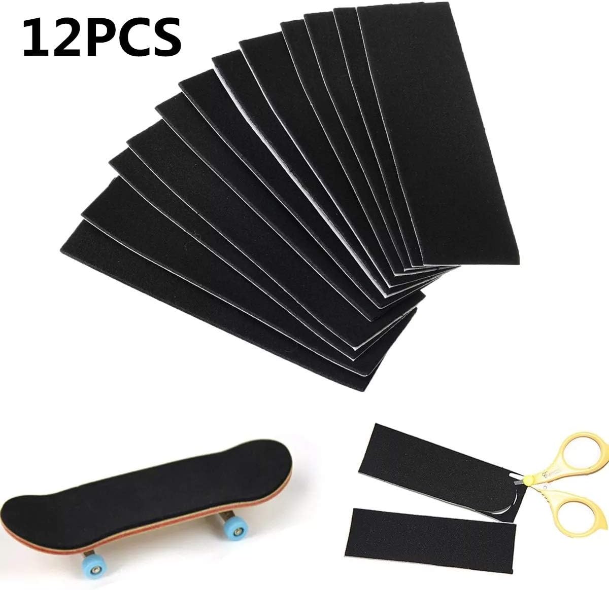 Tape Tape Stickers 12Pcs 110mm x 35mm Black Wooden Fingerboard Skateboard Foam Grip Provides a Strong Sticky Seal