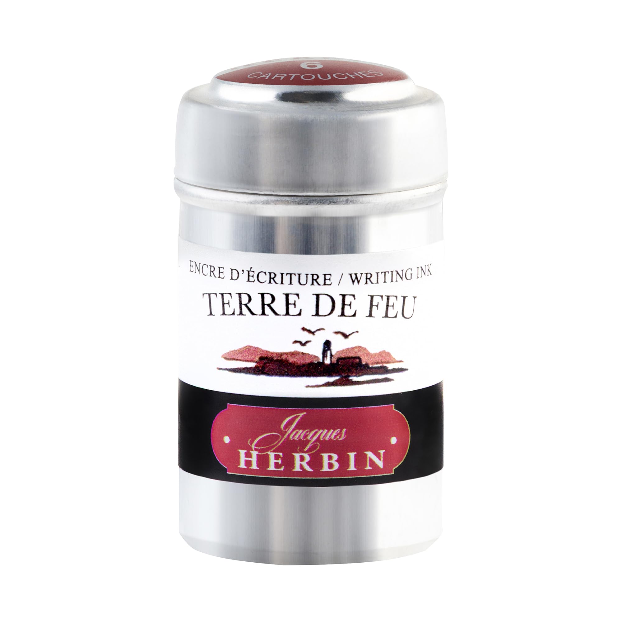 Jacques Herbin 20147T - A box of 6 ink cartridges for fountain pens and rollerball pens (packaging-free product - zero-waste objective), Terre de feu colour — image 1