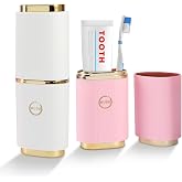 QWLWBU 2 Pcs Travel Toothbrush Case, Portable Toothbrush Holder(White,Pink) | 8.27x3.15Inch Breathable Toothbrush Holder for 