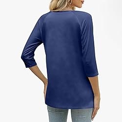 3/4 Length Sleeve Womens Tops Dressy Trendy Button