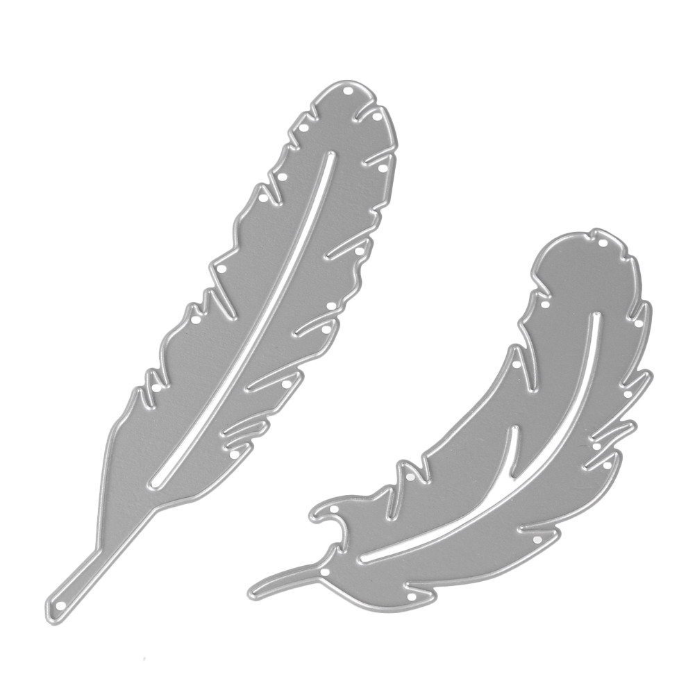 2 PCS Feather Feather Feather U-Horizon Cutting Dies Metal Cutting Dies Stencil for Scrapbooking, Photo Album, Card, Paper Decoration, Gift