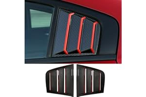 Neopaftu Rear Side Window Louvers Compatible with Dodge Charger 2011-2021 ABS 2PCS Air Vent Scoop Shades Cover Blinds (Carbon Fiber with Red Trim)