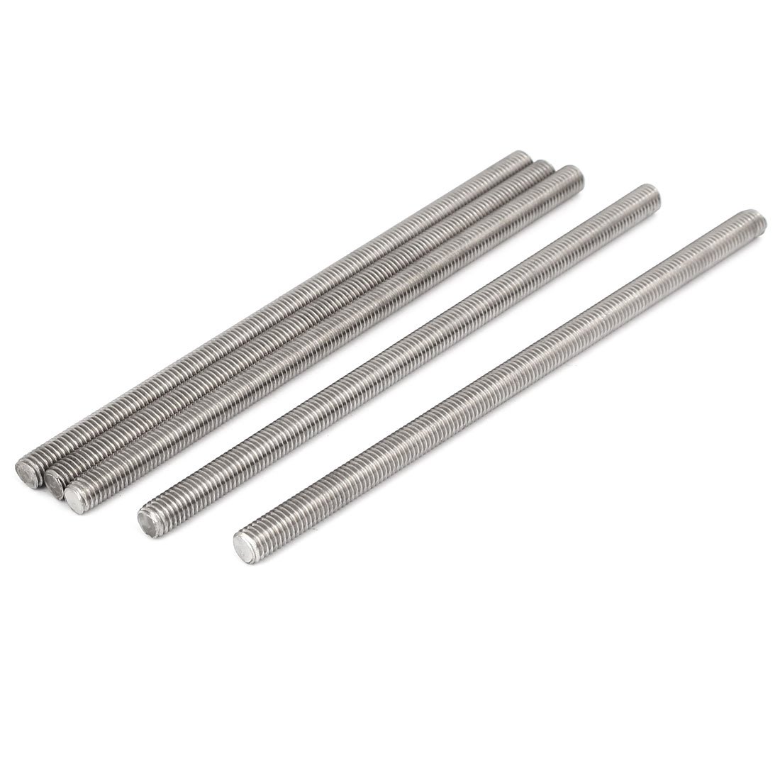 Sourcingmap M8 x 170mm 304 Stainless Steel Fully Threaded Rods Fasteners Silver Tone 5 Pcs