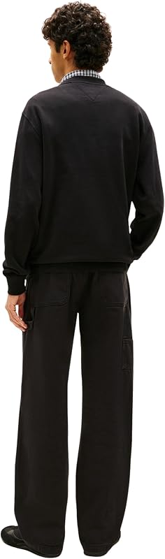 TJM Reg Sign Stripe Cnck Ext DM0DM23019 Pull Sweat-Shirt, Noir (Noir), M