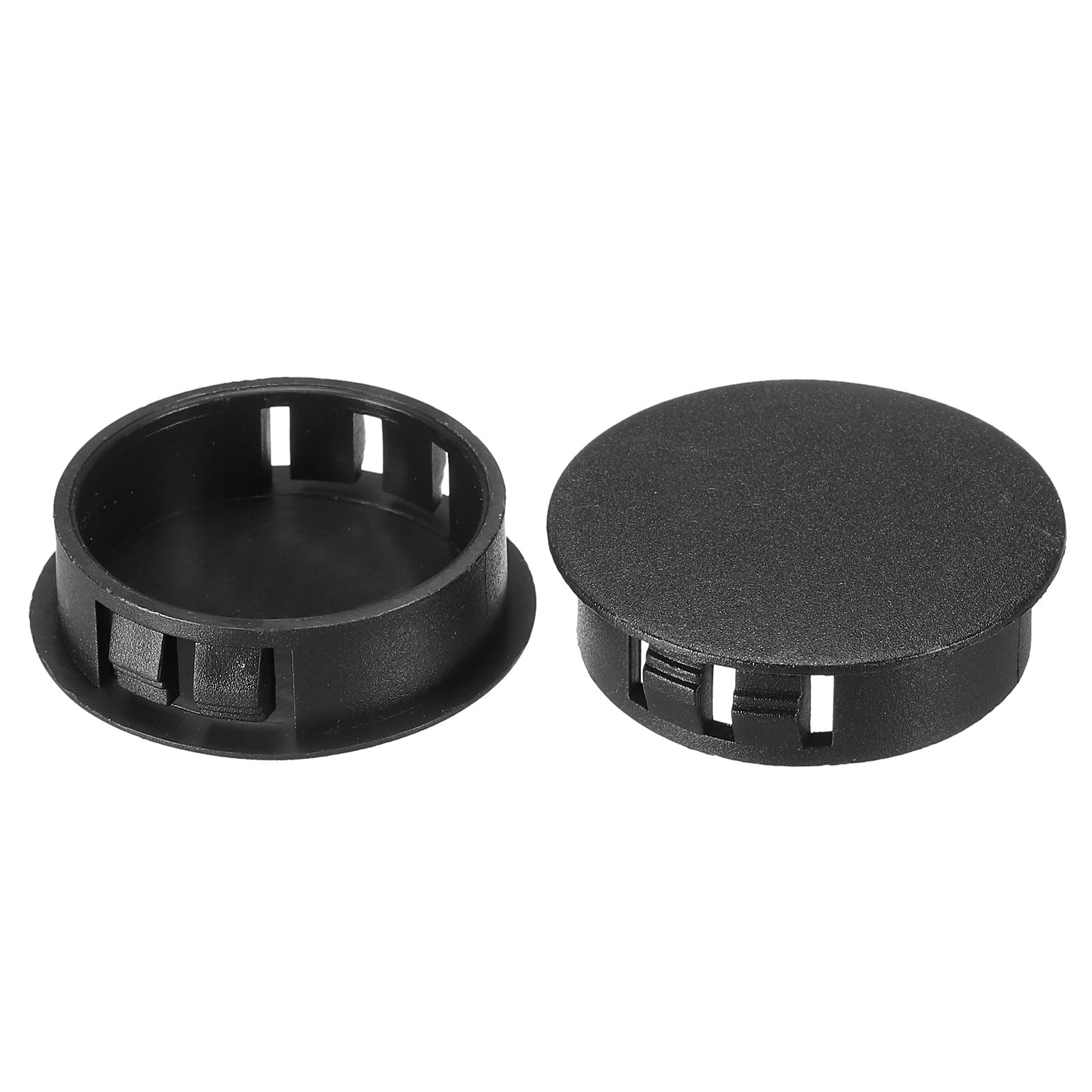 PATIKIL 35mm (1.4") Plastic Hole Plugs, 20Pcs Flush Type Round Hole Plugs Cover Snap in Locking Hole Tube for Table Kitchen Cabinet Furniture, Black