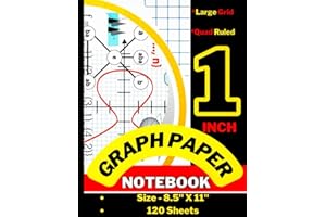 1 Inch Graph Paper: Composition Notebook Large Grid Lined Grade(4x4 Square) 120 Sheets Quad Ruled Workbook (8.5x11).Elementar