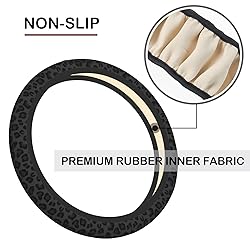 Black Leopard Print Cheetah Elastic Steering Wheel