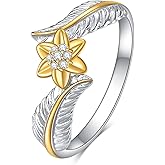 MONGAS Sunflower Ring 925 Sterling Silver You Are My Sunshine Wings And Sunflower Rings Jewelry Gift For Women