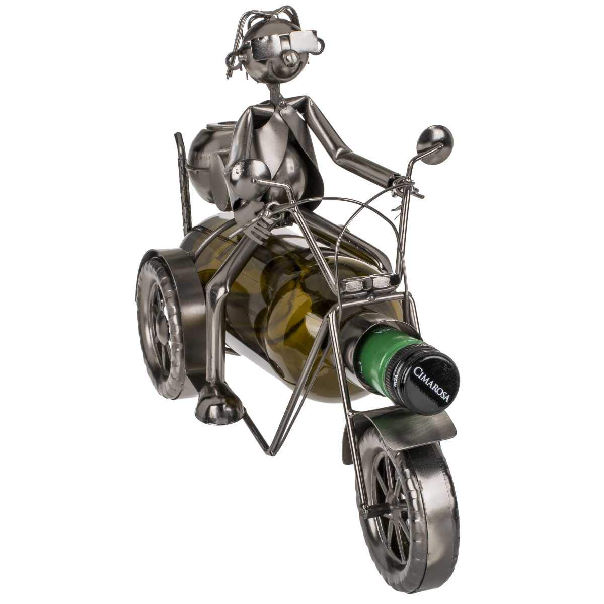 Out of the blue 71/3193 Bottle Holder Metal Motorcycle I Approx. 30 x 21 cm Ideal for Decoration and Gift Packaging