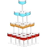 12 Pcs Ribbed Coupe Glasses Unbreakable 10 OZ Acrylic Martini Glasses Vintage Coupe Glass Set, Shatterproof Plastic Champagne Tower Classic Cocktail Glasses Set for Wedding Birthday Party Bar