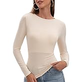 DEICAEVO Sheer Long Sleeve Tops for Women,Sexy Going Out See Through Shirts,Crewneck Trendy Fit Tee Top