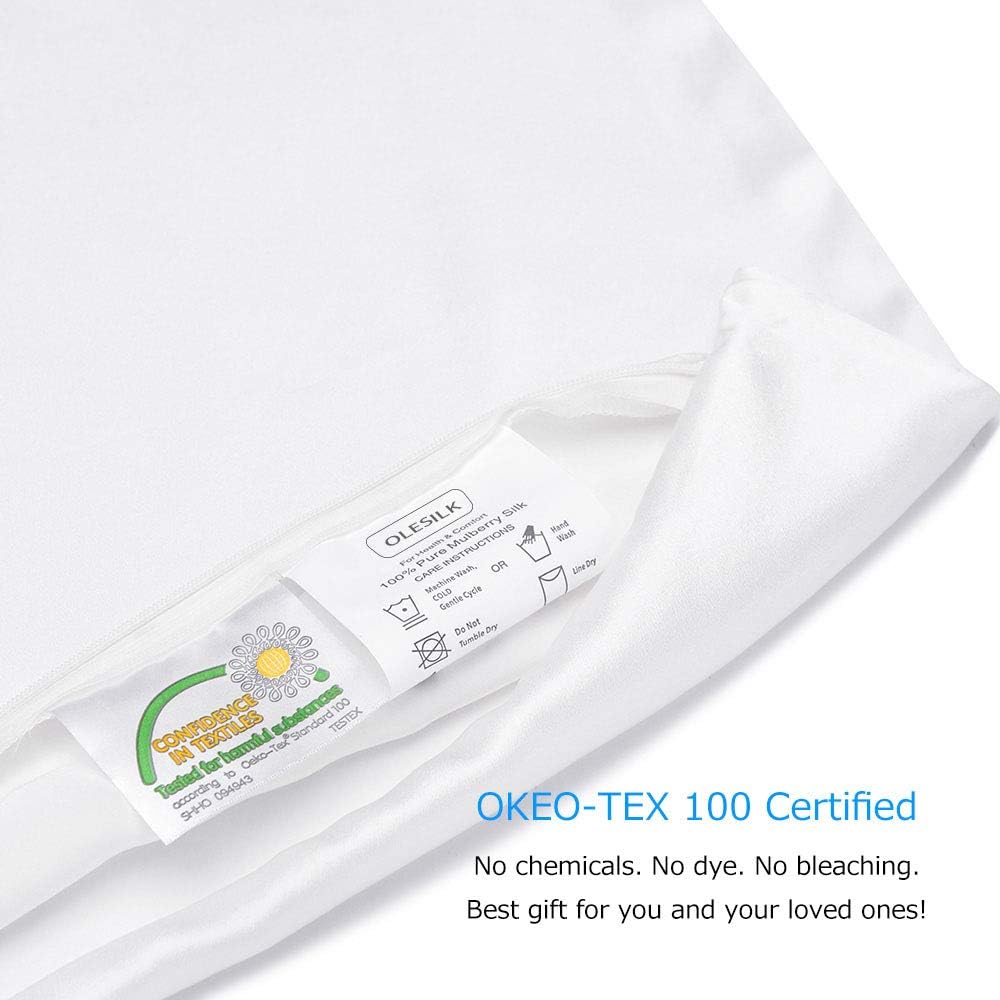 OLESILK 100% Silk Pillowcase for Hair and Skin Both Sides 16 Momme Real Natural Mulberry Silk - Image 4