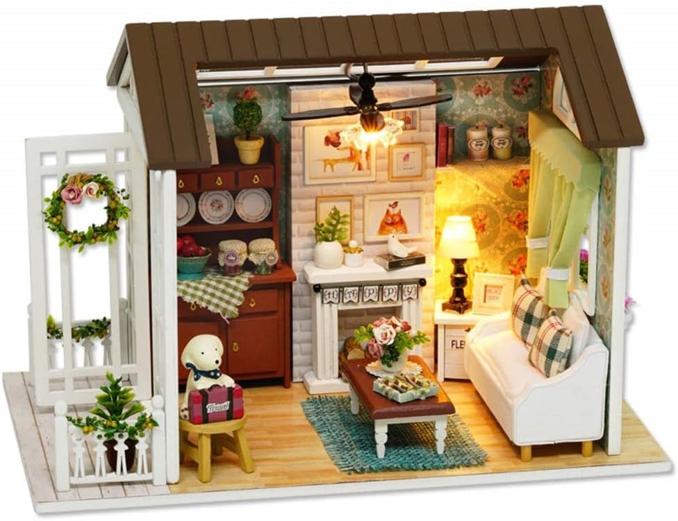 DIY Miniature House Kits with Furniture and LED Lights