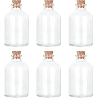Magic Season Decorative Round Glass Bottles with Cork Stoppers (6 Pcs / 50 ml)