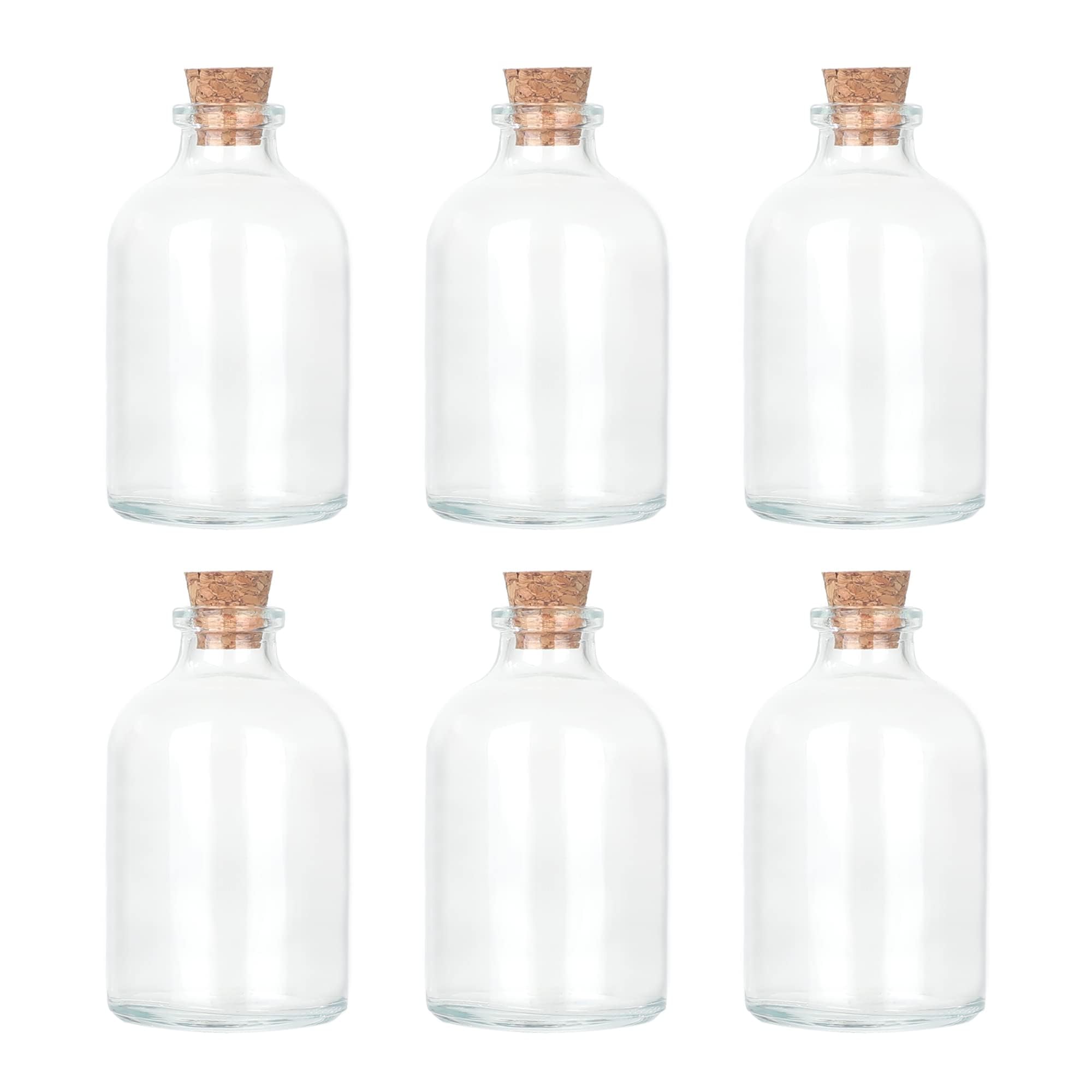 Magic Season Decorative Round Glass Bottles with Cork Stoppers (6 Pcs / 50 ml)