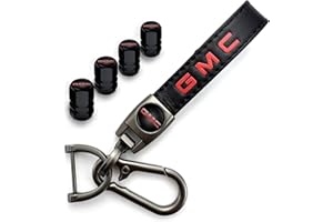 Athchu Car Tire Valve Stem Caps with Metal Keychain Replacement for GMC Sierra Denali Canyon Terrain Yukon Jimmy Acadia Series with Car Logo Keychains car Accessories