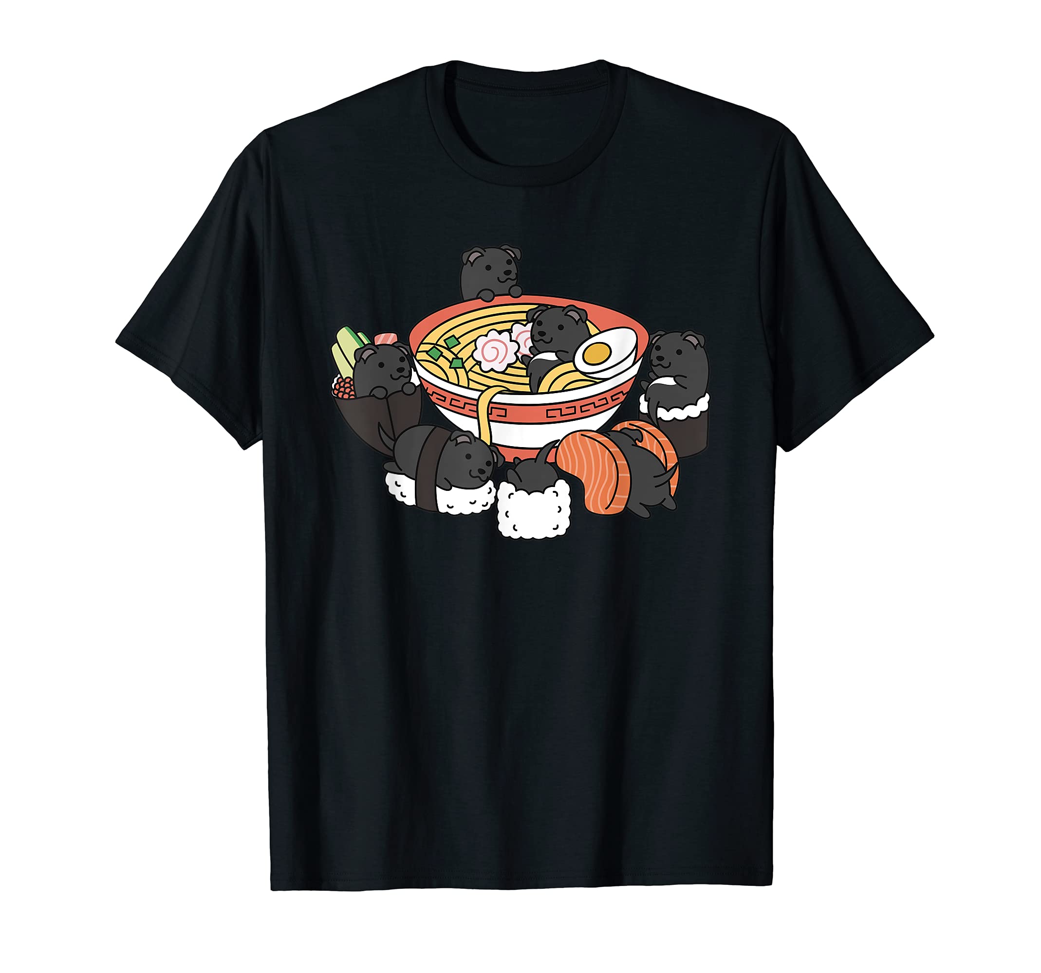 Ramen Sushi Staffordshire Bull Terrier Dog T-Shirt