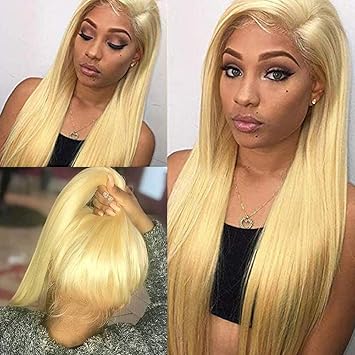 Amazon Com 613 Pure Blonde Human Hair Lace Front Wigs For Women