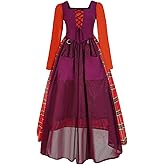 Lahnimm Womens Hocus Pocus Halloween Costume Witch Sisters Cosplay Costumes Medieval Witch Long Dress