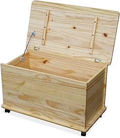 KMH® Baúl para Juguetes con Ruedas en Madera de Pino Maciza(#800068) 