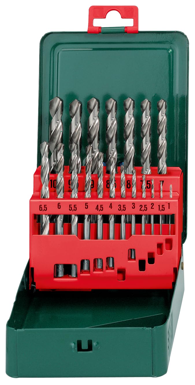 Metabo 627153000 HSS-G Twist Drills (19 pcs.), Green, One Size, Set of 19 Pieces