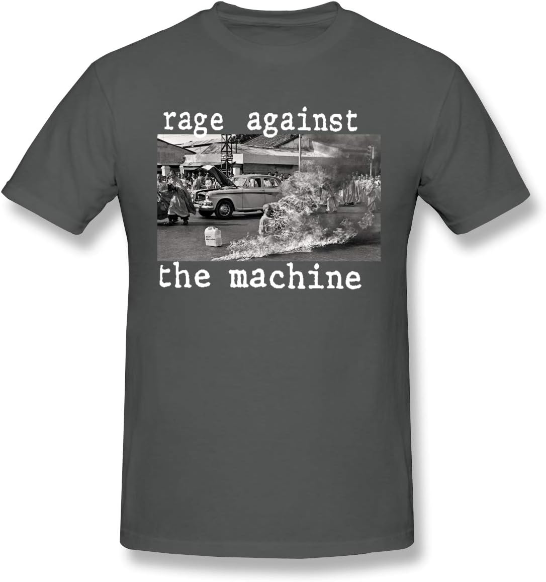 Intuch Men Rage Against The Machine RATM 1992 Band Logo Leisure T-Shirts Deep Heather M with Short Sleeve
