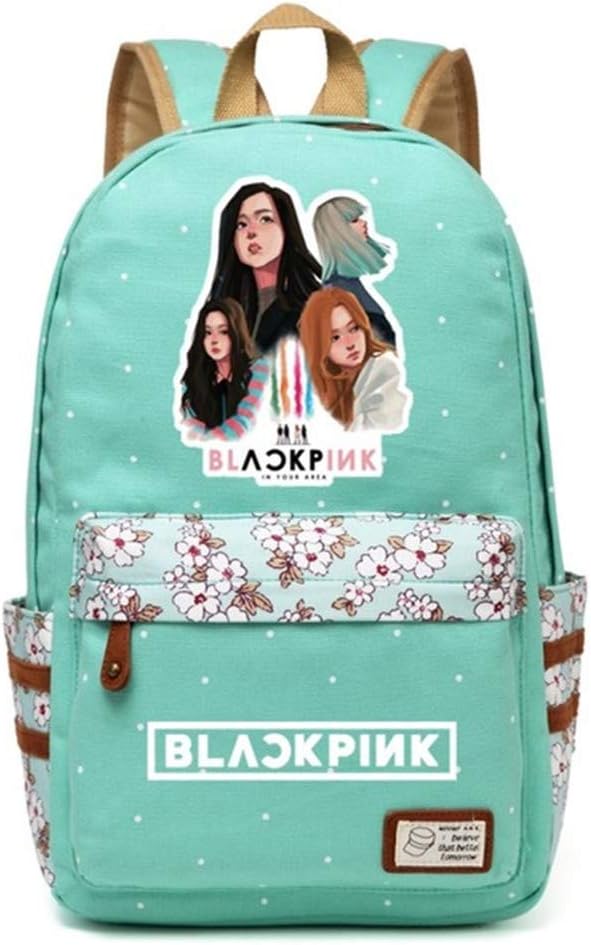 JUSTGOGO KPOP BLACKPINK Canvas Backpack Daypack Shoulder Bag School Bag Bookbag