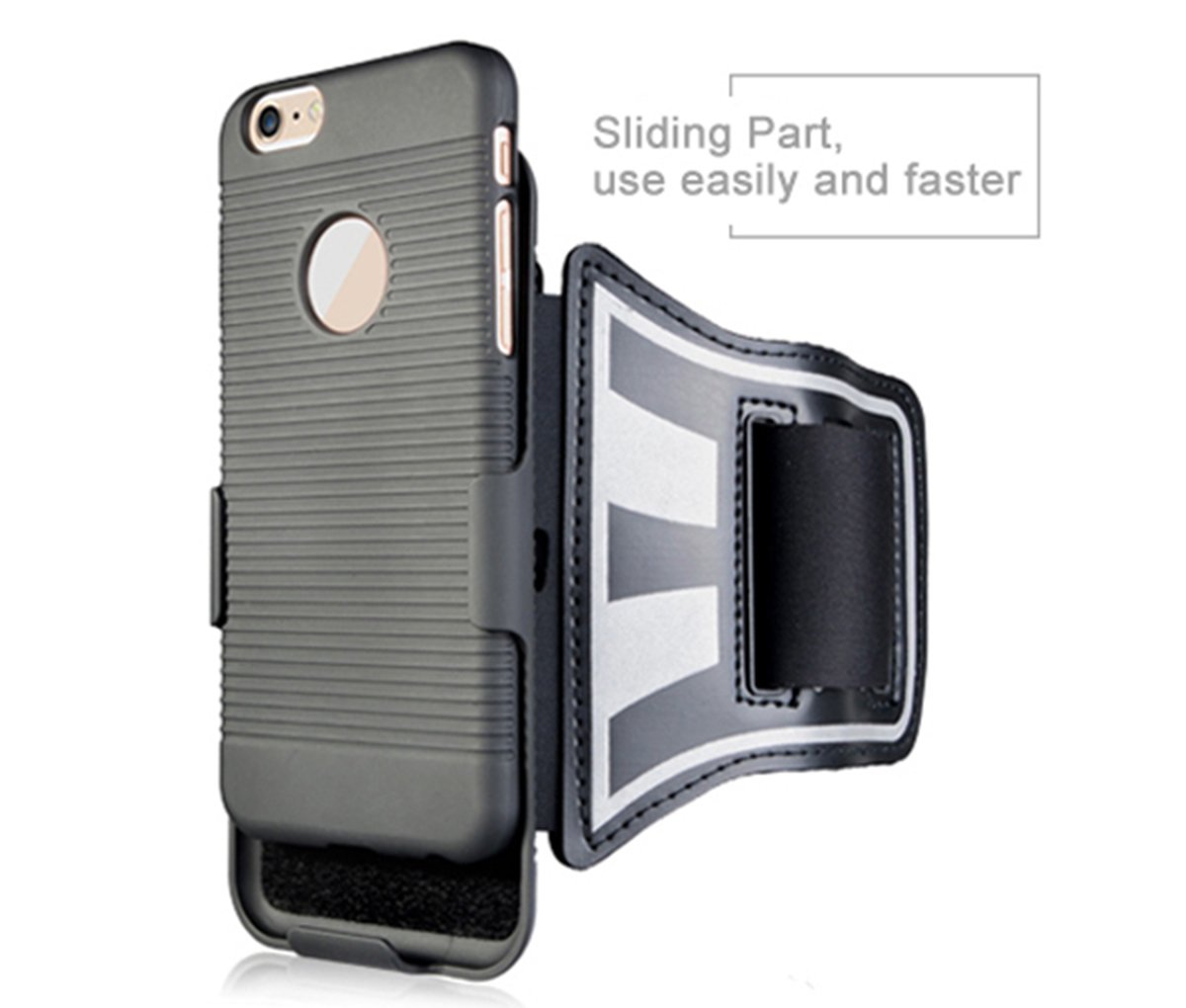 Armband For Running - Egrace iPhone 6S Plus / 6 Plus Armband Running Belt With Slide Holster Defender Case Sweat Proof / Impact Resistant Case for Running GYM Workout Fitness (Blue)