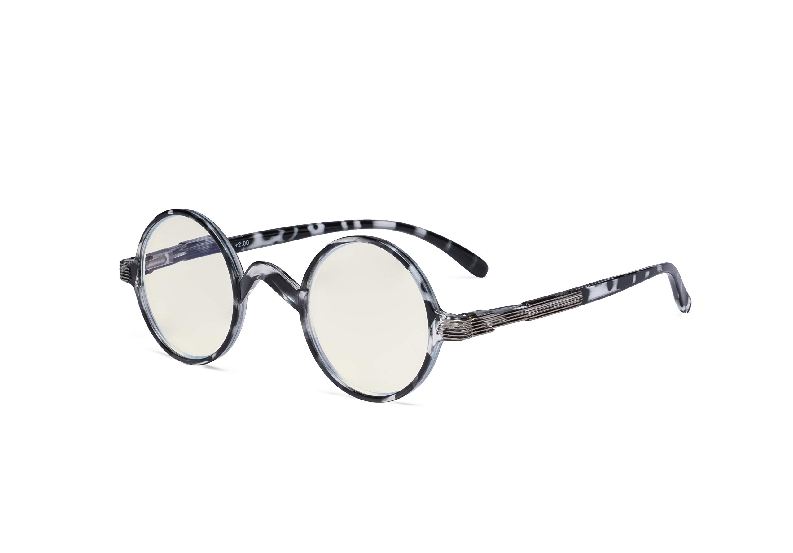 Eyekepper Round Blue Light Filter Glasses Women Men - Blocking UV Ray Anti Screen Glare Computer Readers - Black/White/Tortoise +1.50