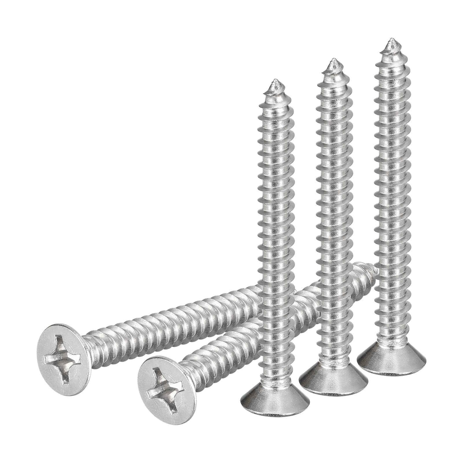 DTGN 50Pcs #12x2" Flat Head Wood Screws, 304 Stainless Steel Phillips Self Tapping Screws - Good for Woodworking, Furniture - Silver
