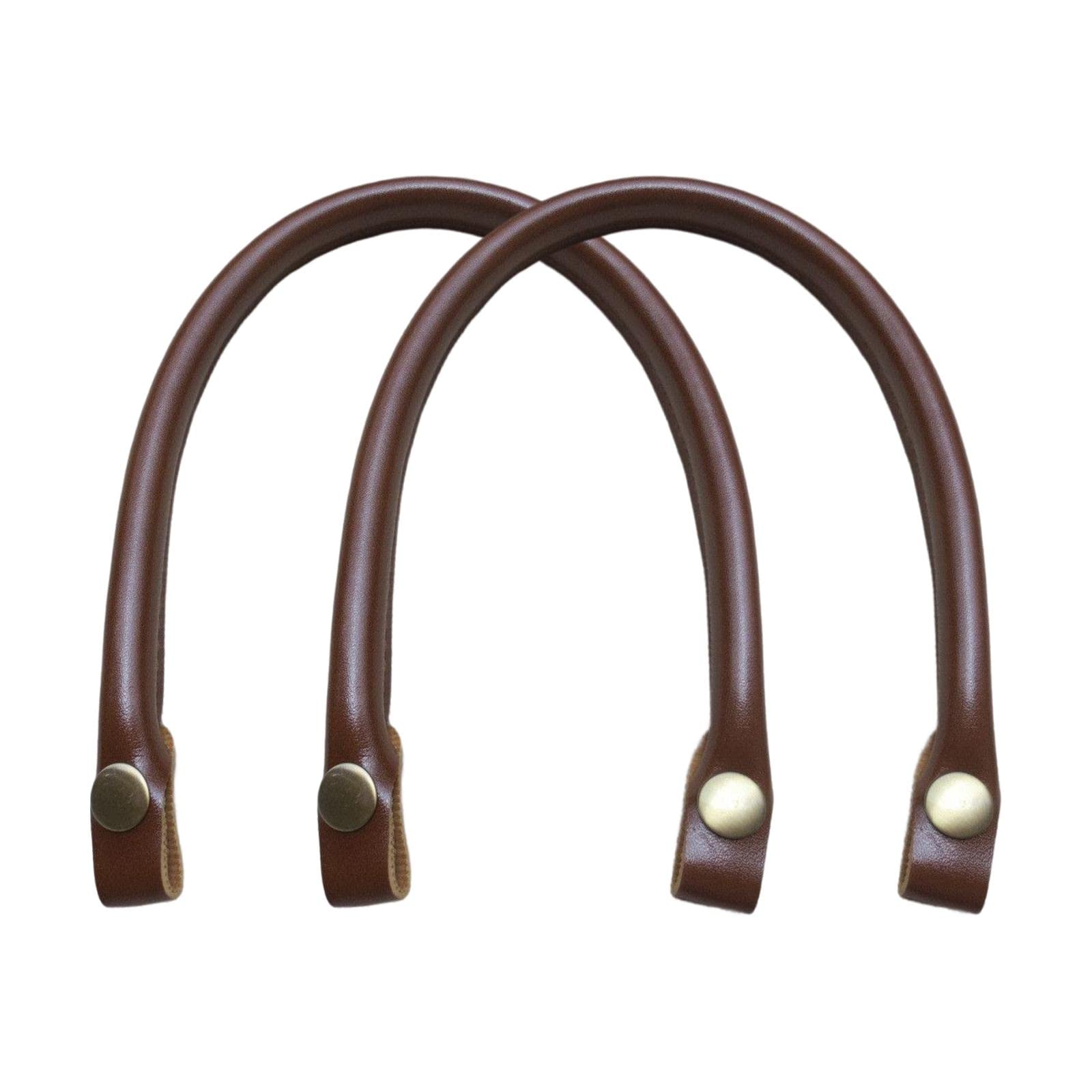 Perfeclan PU Leather Replacement Bag Handles, 2 PCS PU Leather Bag Strap Replacement, Universal DIY Craft Purse Bag Straps Handbag Handles with Snap Button, Brown