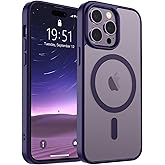 SUPFINE Magnetic for iPhone 14 Pro Max Case (Compatible with MagSafe) (Military Grade Drop Protection) Slim Translucent Matte Shockproof with Anti-Fingerprint Phone Case,Dark Purple