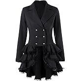 Tonainy Women Steampunk Jacket Gothic Tailcoat Peplum Blazer Victorian Tuxedo Medieval Vintage Costume Retro Punk Coat