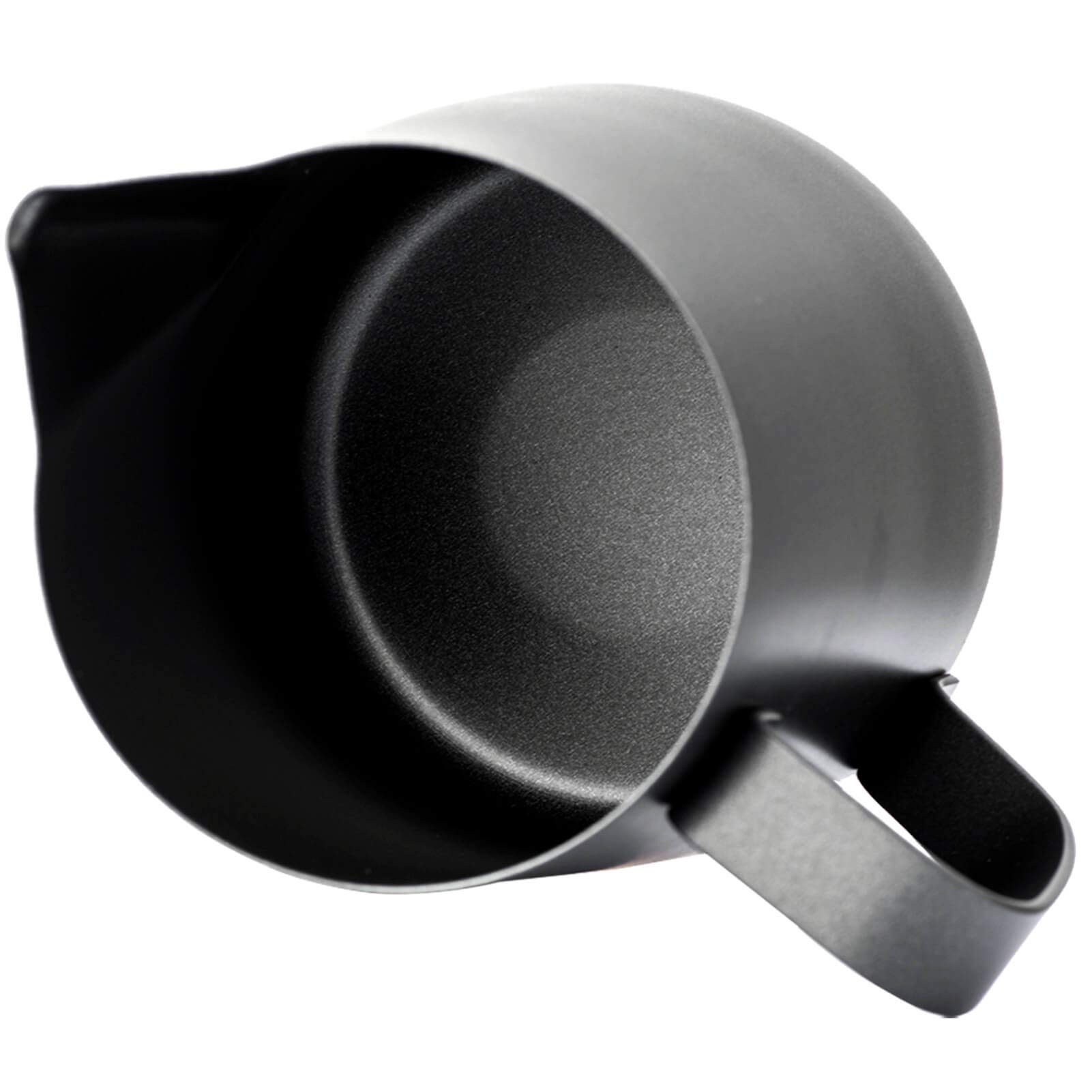 Stainless Steel Espresso Steaming Pitcher - 12oz Milk Frothing Jug for Cappuccino, Latte Art - Black